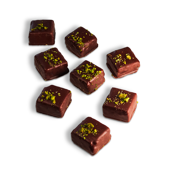 Handgefertigte Pralinen – Pistazienmarzipan – Clement Chococult