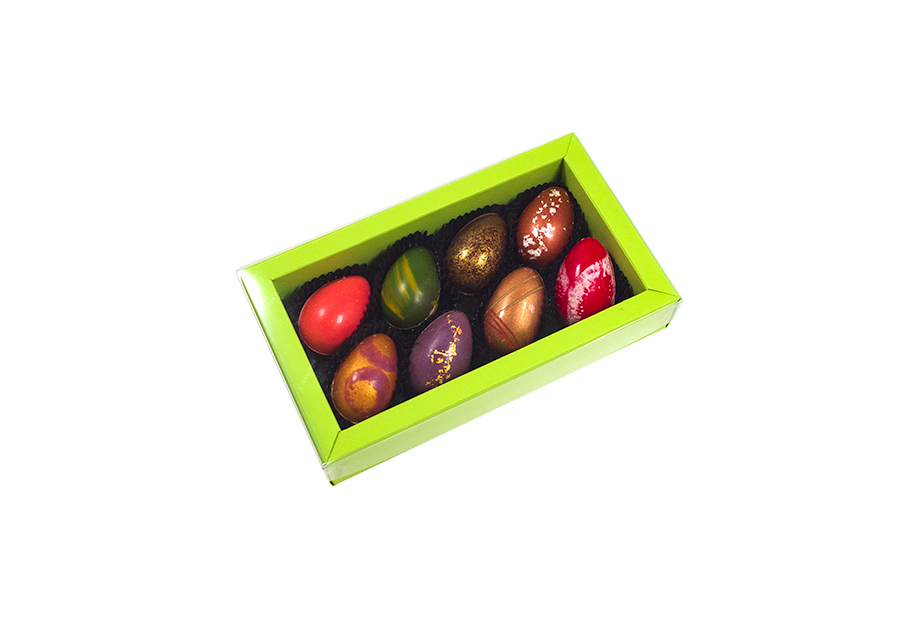 8 handgefertigte Pralineneier - Clement Chococult