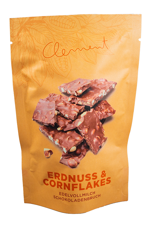 Erdnuss & Cornflakes Edelvollmilch Schokoladenbruch - Clement Chococult