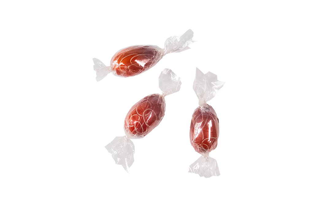 3 handgefertigte Pralineneier Pfirsich Marzipan - Clement Chococult